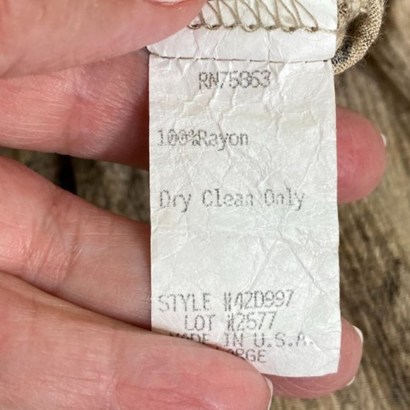 First Option Vintage Beige and Brown Elastic Waist Boho Western Skirt Size L - Picture 4 of 8